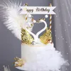 Corona Tavolo in vetro Cigno Cottura Decorativa Compleanno Anniversario Ornamento Cake Topper Figura Fermacarte Decorazioni per la casa da scrivania