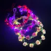 Dekoracyjne kwiaty wieńce 18cm świecący girlanda opaska na głowę moda narzeczona wieniec róża kwiat korona LED LUMINY HAIRPAD PAIRS Prezenty ślubne