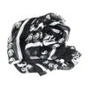 Черный шифоновый шелк чувствительный к печати Skull Print Long Scaf Scaf Scaf для женщин Keyring286G72140746097280