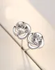 PANASH New Arrival Jewelry Sterling Silver Twist Stackable Flower Zircon Crystal Stud Earrings for Women Girl Pendientes