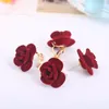 Clip-on & Screw Back Style Fashion Handmade Cloth Rose Flower Shape Clip On Earrings Wihtout Peircing For Women Party Wedding Charm