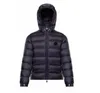 Black Patch Mens Down Jakcet Fashion Drawstring Zipper Closure Hooded Puffer Jackets Size 1--5