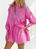 Damen-Trainingsanzüge, rosa, zweiteiliges Set, lässiger Damen-Trainingsanzug, Sommer, schicke Kleidung, Langarm-Shirts, Top-Shorts, Sets, eleganter 2-teiliger Anzug, O