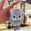 Fashion Cute Cartoon Keychain Owl Soft Pompom Animal Tail Hair Ball Car Keychains Ladies Car Bag Accessories Key Ring Mom Gift
