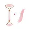 Natural Stone Rose Quartz Facial Roller Gua Sha Scraper Set Face Lift Wrinkle Removal Jade Massager for Back Neck220429