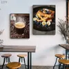 Restaurant Coffee Shop Wanddekorative Malerei Kaffeebrot Leinwand Poster und Druck Wandkunst Bilder für Wohnkultur (kein Rahmen