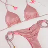 Halter Bikini Set Ribbed Купальник Женщины Складки Купальный костюм Высокое Вырезать Сплошные повязки Купальники Женский Bath 220408