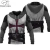 Knight Templar Tattoo 3D Gedrukte heren Hoodie Harajuku Streetwear Hoodies Sweatshirt unisex casual jas tracksuits DW0132 201130