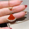 Luxe kettingen designer sieraden Waaiervorm diva's droomketting Rood Groen Chalcedoon Goud rosé platina Kettingen voor dames trendy W287V