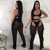 Women's Two Piece Pants Set Women Sexy Club Outfits 3 Trouser Sets Summer Tracksuit Rave Sports Pant Suits Luxury Designer Clothing