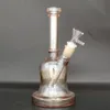 8.9 Inches Yellow Thick Glass Metallic Bong Tobacco Smoking Water Pipe Hookah Beaker Bubbler Smoke Pipes Bongs Bottles Dab Rig