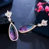 Bengelen kroonluchter cwwzircons mystieke regenboog kubieke zirkonia kristal grote lange lange oorbellen voor vrouwen Boheemse feestjuwelen accessori