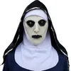 Stock Halloween Nun Mask Horror Latex Masks Cosplay Mascarillas Valak Face Masques met hoofddeksel Groothandel C0817