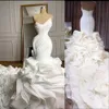 2022 Eleganckie sukienki ślubne syreny ukochane plisowe marszczenia wielopoziomowe Organza Custom Chapel Train formalne suknie ślubne vestido de novia