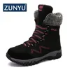 Zunyu nova chegada moda camurça couro feminino botas de neve inverno