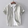 Men's Casual Shirts Summer Shirt Men Short Sleeves Cotton Linen Breathable For Japanese Style Harajuku Soft Korean Clothes TopsMen's