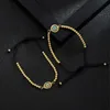 S2894 Mode Schmuck Kupfer Gold plattiert Zirkon Glasur böse Augenarmband Blaue Augen Verstellbare Handseilarmbänder