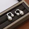 Ins Wind Front And Rear Size Pearl Earrings Stud S925 Silver Needle Trend All-Match Fashion 18K Gold Women's Jewelry Gift Accessories