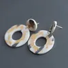Dangle & Chandelier Fashion Handmade Gold Foil Marble Pattern Polymer Clay Earrings Loop Drop Pendant Statement Art EarringsDangle