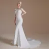 2022 Echte foto's Mermaid Wedding Jurken Lange mouwen Lace Appliqued Beach Backless Strapless Bridal Jurk CPS1995