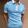 Men's Polos Zipper Men Contrast Color Short Sleeve Shirts For With A Front Pocket Fashion Stand Collar Mens ShirtsMen's Men'sMen's