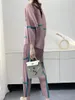 Pantaloni a due pezzi da donna Abito da donna Miyake a pieghe per donna 2022 Autunno Urban Casual Stampa digitale Top Skinny Set da 2 pezzi