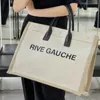 2022 نمط جديد فاخر حقيبة تسوق نسائية Rive Gauche في الهواء الطلق حقيبة سفر حمل حقيبة يد موضة الكتان حقائب الشاطئ الكبيرة Crossbody كتف كبير رجالي محفظة المحافظ