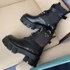 Damen-Designer-Rois-Stiefel, knöchellange Martin-Stiefel und Nylon-Stiefel, militärisch inspirierte Kampfstiefel, befestigt an den Taschen der Größen 35–42