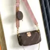 Designer axelpåsar påsar 3 -bitar set handväskor för kvinnor original läder lady grön messenger väska satchel cross body väska paket män handväska komposit crossbody