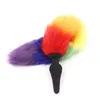 NXY Anal Toys Longshort Rainbow Fox Tail Metalsilicon Butt Plug Beads Adult Role Play Insert Stopper Sex for Women Paren 220510