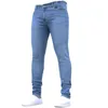 Jeans pour hommes 2022 Vente Homme Casual Crayon Élastique Denim Pantalon Bouton Fermeture Solide Droite Slim Fit Jean