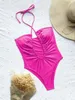 Dames badmode sexy halter nek hol uit vrouwen 2022 één stuk zwempak vrouwelijk push -up badpak zwemmen voor strandkleding monokiniwomen '
