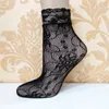 Women's Black Lace Fishnet Ankle Socks Ruffle Frilly Stretch Sheer Hollow Out Dress Socks for Women