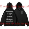 Ditt eget designmärke /bild anpassade män kvinnor diy hoodies tröja casual hoody kläder 14 färg lösa mode 220726
