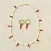 Pendant Necklaces Boho Collares Largos Grandes Mujer 2022 Freshwater Pearl Necklace Glass Red Chilli Charms Women Colier FemmePendant