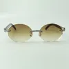 Siyah Dokulu Bufflar Güneş Gözlüğü 8100903-B küçük elmas setleri ve 58mm oval lenslerle