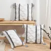 Coussin / oreiller décoratif glands blanc gris broderie housse de coussin nordique décor à la maison 45x45 touffeté taie d'oreiller géométrique canapé oreiller lombaire