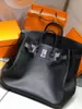 50 سم تيلز حقيبة يدوية موند موند يدويًا مع خط الشمع Togo Leather Black etout