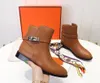 Damer Jump Ankel Boots Luxury Designer Calfskin Boot Leather Sole Lamined Heel Intersole Foder Classic Design Top Quality