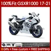 جسم الحقن لسوزوكي GSXR-1000 K17 GSXR 1000 CC 17-21 هيكل السيارة 146NO.1 1000CC GSXR1000 17 18 19 20 21 GSX-R1000 2017 2018 2018 2020 2021 OEM Fairing Kit Kit Glossy White