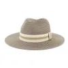 Breite Krempe Hüte Mode Frauen Sommer Stroh Maison Michel Sonnenhut Für Elegante Outdoor Strand Papa Sonnenhut Panama Fedora Oliv22