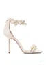 Elegant Bridal Wedding Dress Sandals Shoes Maisel Lady Pearls Ankle Strap Luxury Brands Summer High Heels Women's Walking ,EU35-43