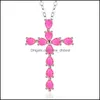 Pendant Necklaces Cross Necklace Purple Zircon Punk Y2K Heart Chain For Woman Jewelry Accessories Crystals Newdhbest Drop D Newdhbest Dhnyk