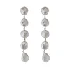 10-11mm Baroque oblate Pearl tassels Stud Dangle & Chandelier Freshwater pearl Earrings white Lady/girl Fashion jewelry