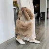 Evening Bags Faux Fur Handbags For Women Soft Plush Large Capacity Female Shopping Simple Furry Ladies Messenger Casual Tote Purse