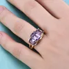 Cluster Rings GEM'S BALLET 925 Sterling Silver Gold Filled Adjustable Ring Natural Amethyst There-Stone Engagement For Women JewelryClus