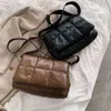 Evening Bags 2022 Winter Brand Pu Leather Quilted Ladies Padded Crossbody Luxury Designer Women Handbags Soft Shoulder 220517