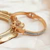 Luxury Design Rose Gold Full Diamond Insert Bangle Bracelet for Women Engagement Gift