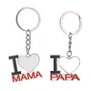 Portachiavi vuoto in metallo a sublimazione per la festa della mamma Regalo per la festa del papà Portachiavi in acciaio inossidabile I love mama papa