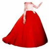 Sukienki dla dziewczyn Vintage Flower Girl for Fluffy Lace Applique długie rękawy Eleganckie księżniczkę cekinowe dzieci Pierwsze komunię sukienki